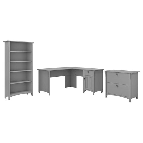 60W L Shaped Desk Office Suite in Cape Cod Gray