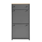 Entryway Organizer with 2 Drawers,Wood Grain Pattern Top Cabinet with Drawer, Free Standing Rack with Adjustable Panel